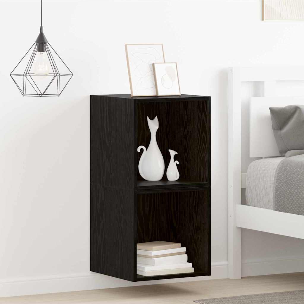 vidaXL Ντουλάπα Τοίχου 2 τμχ. Μαύρη Οξυά 37 x 37 x 37 εκ