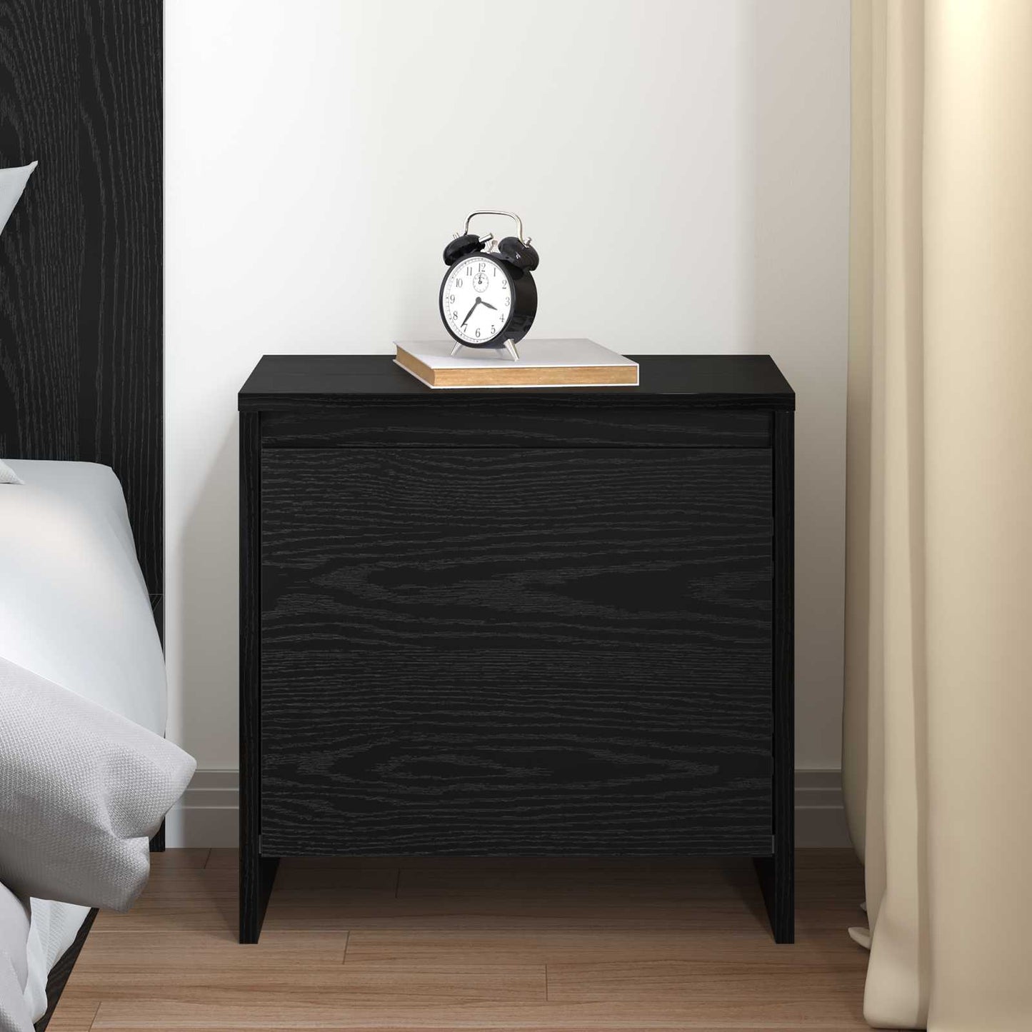 vidaXL Κομοδίνο Μαύρη Οξυά 45 x 34 x 44,5 εκ Επεξεργασμένο Ξύλο