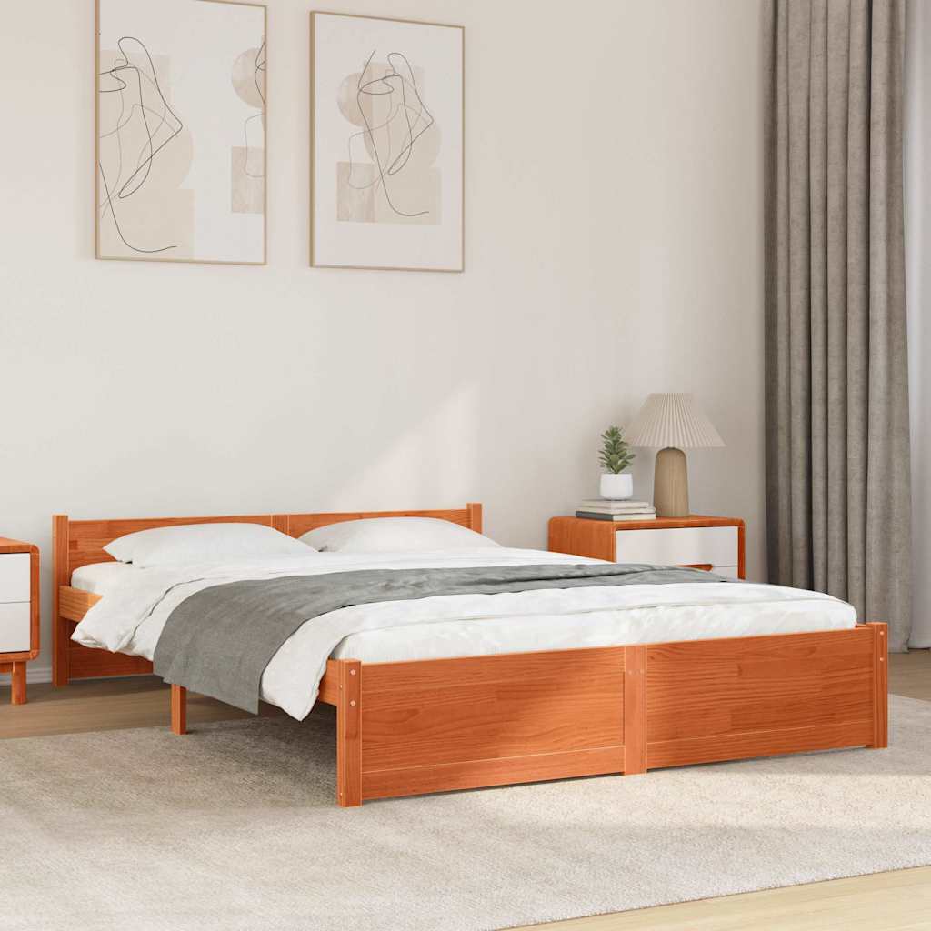 vidaXL Σκελετός Κρεβατιού Κερωτό καφέ 205,5 x 145,5 x 51 εκ.