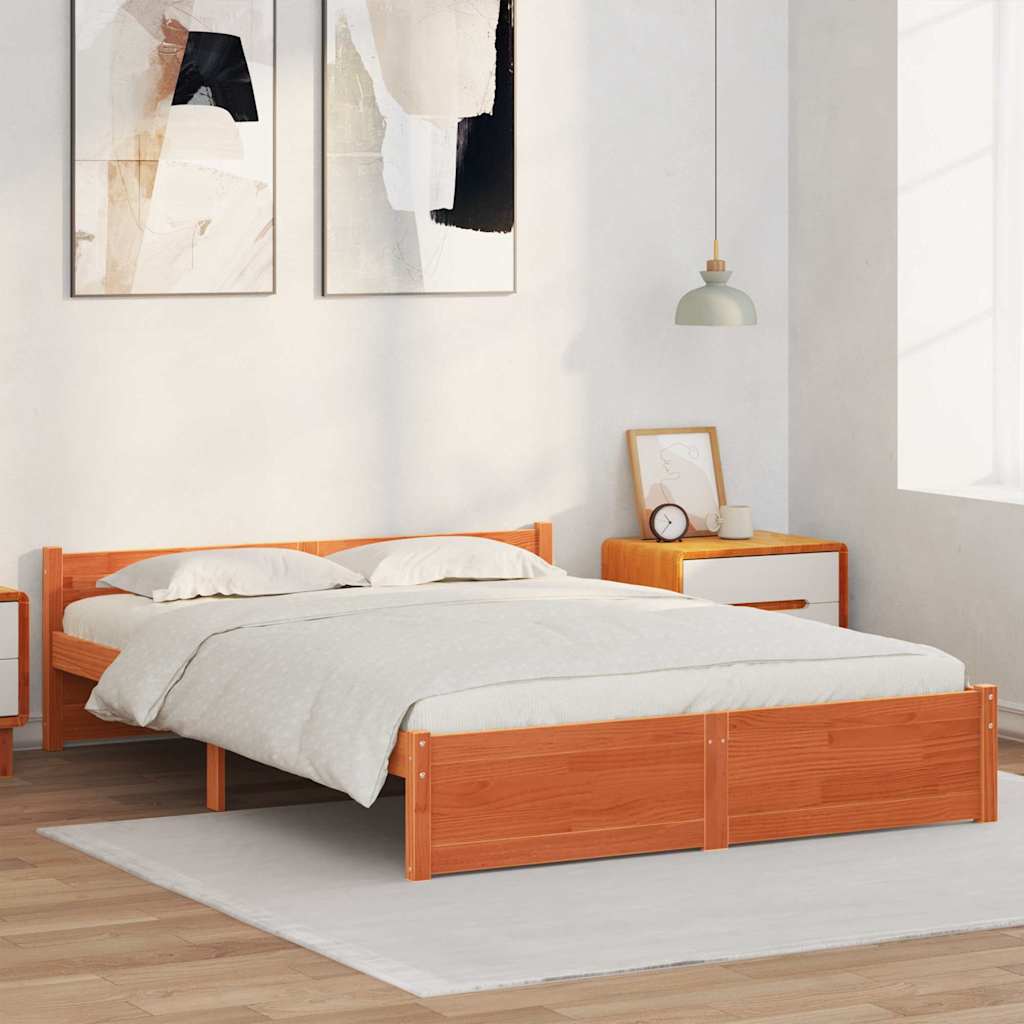 vidaXL Σκελετός Κρεβατιού Κερωτό καφέ 205,5 x 145,5 x 51 εκ.