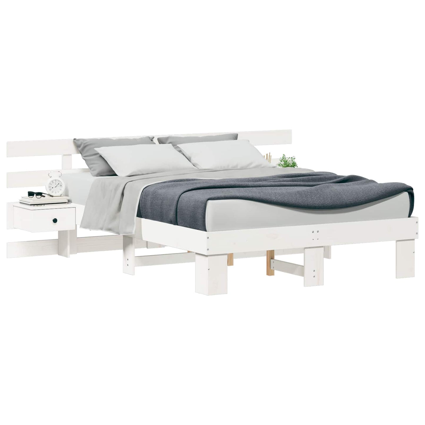 vidaXL Σκελετός Κρεβατιού Λευκό 135 x 190 cm Στερεά ξυλεία πεύκου