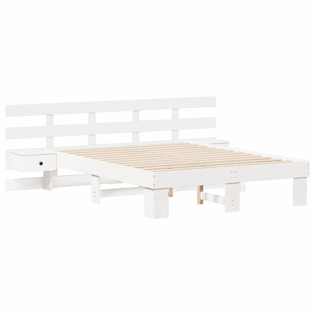 vidaXL Σκελετός Κρεβατιού Λευκό 135 x 190 cm Στερεά ξυλεία πεύκου