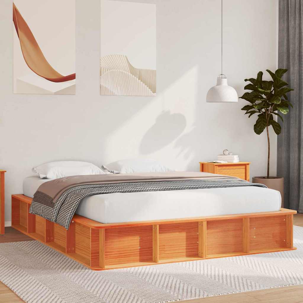 vidaXL Σκελετός Κρεβατιού Κερωτό καφέ 150 x 200 cm