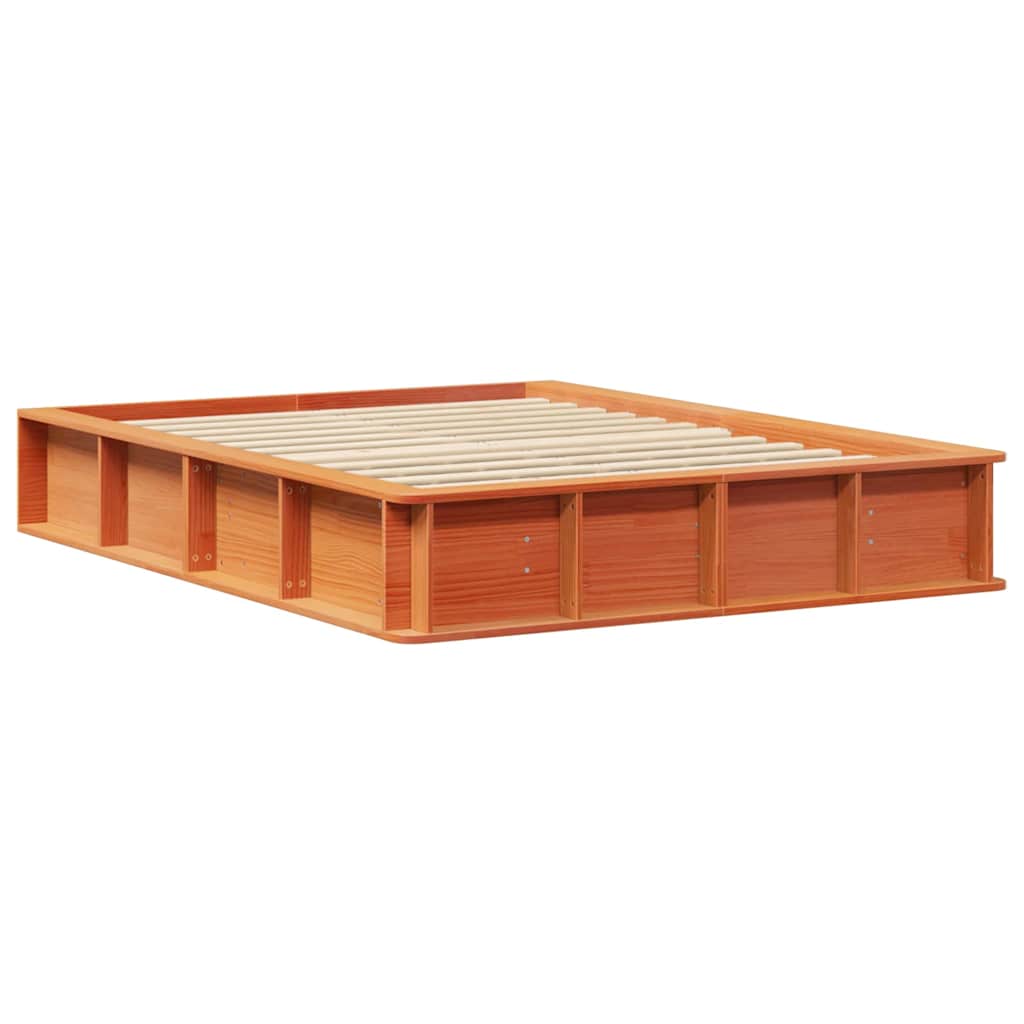 vidaXL Σκελετός Κρεβατιού Κερωτό καφέ 140 x 190 cm