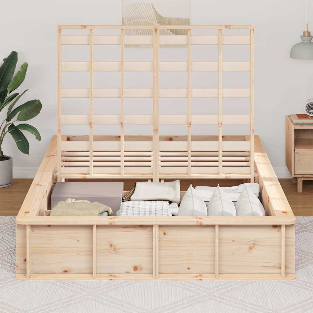 vidaXL Σκελετός Κρεβατιού Καφέ 135 x 190 cm Στερεά ξυλεία πεύκου