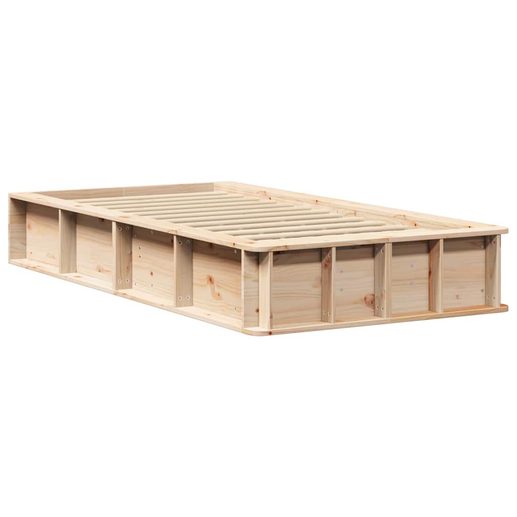 vidaXL Σκελετός Κρεβατιού Καφέ 90 x 200 cm Στερεά ξυλεία πεύκου