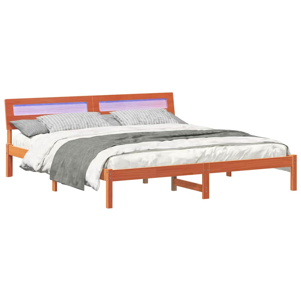 vidaXL Σκελετός Κρεβατιού Καφέ 200 x 200 cm Στερεά ξυλεία πεύκου