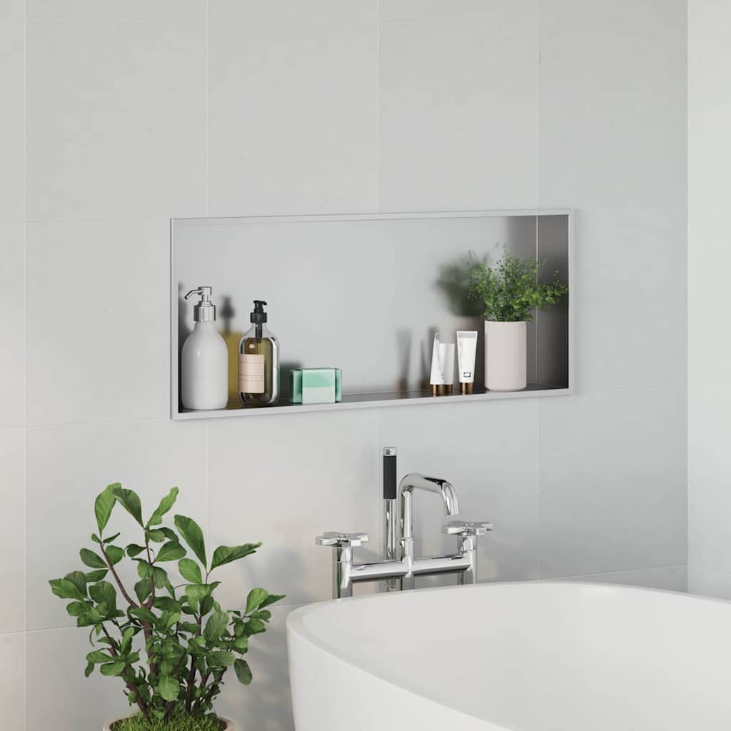vidaXL Νίτσα Μπάνιου Ασημί 75 x 30 x 9,5 εκ. Ανοξείδωτο Ατσάλι