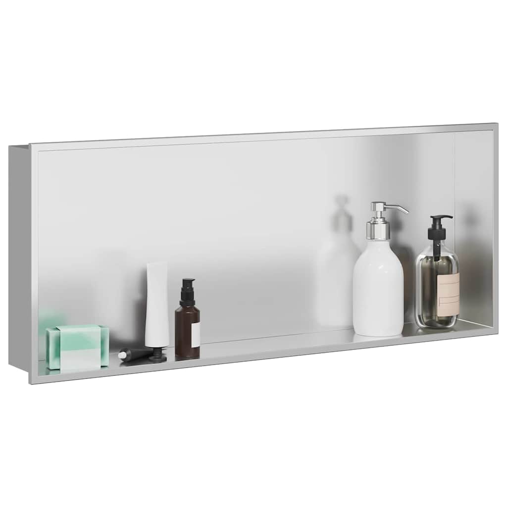 vidaXL Νίτσα Μπάνιου Ασημί 75 x 30 x 9,5 εκ. Ανοξείδωτο Ατσάλι