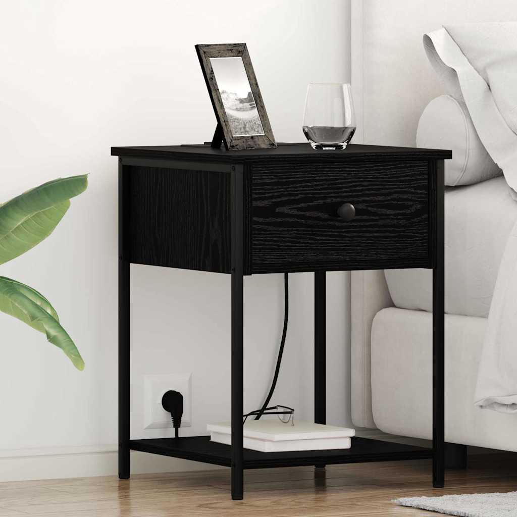 vidaXL Κομοδίνο Μαύρη Οξυά 42 x 41 x 56 εκ. Επεξεργασμένο Ξύλο