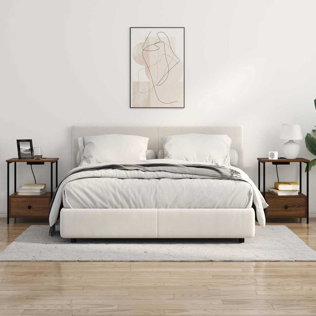 vidaXL Κομοδίνο 2 τμχ. Καφέ δρυς 42 x 41 x 56 εκ. Επεξεργασμένο Ξύλο