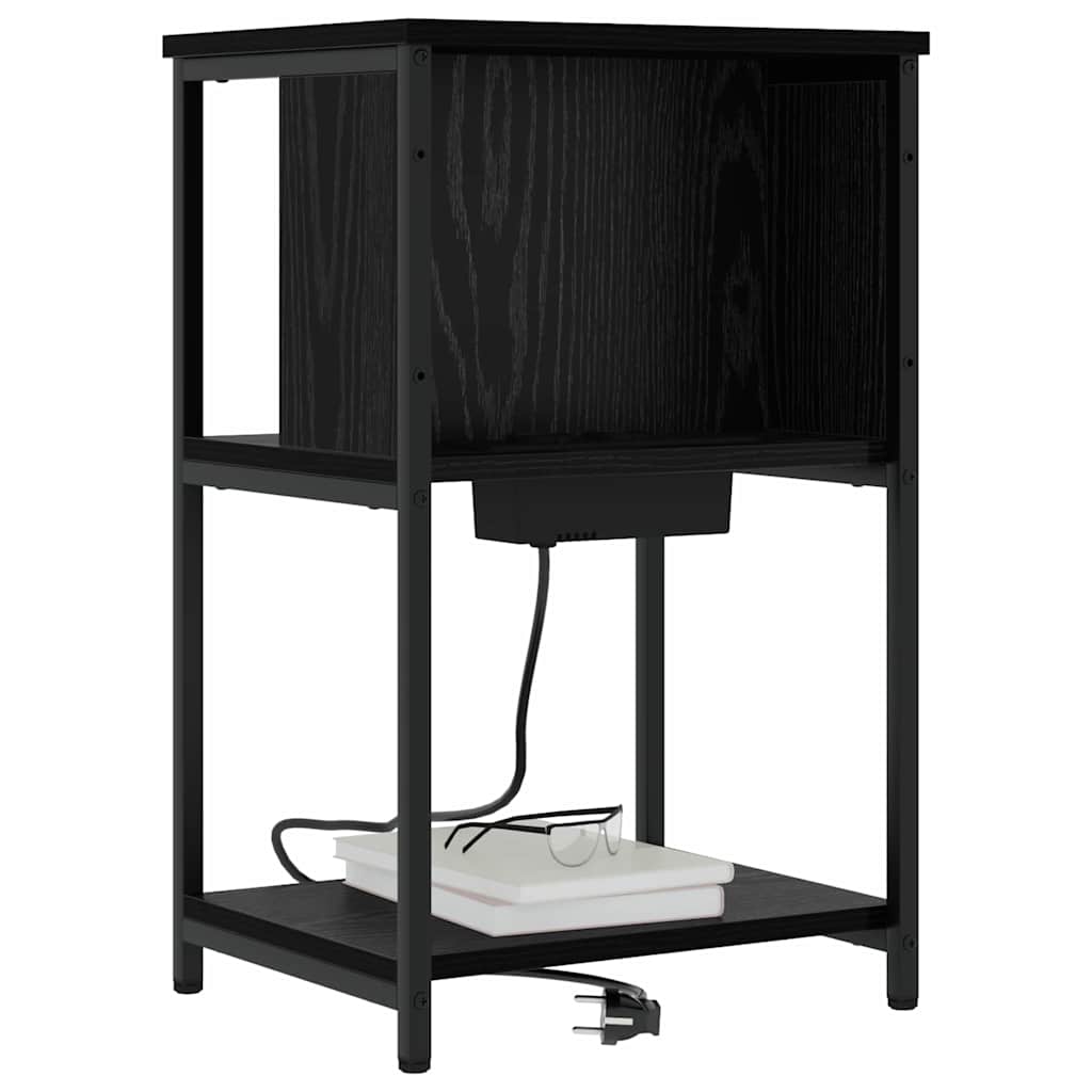 vidaXL Κομοδίνο Μαύρη Οξυά 38 x 31 x 61 εκ Επεξεργασμένο Ξύλο