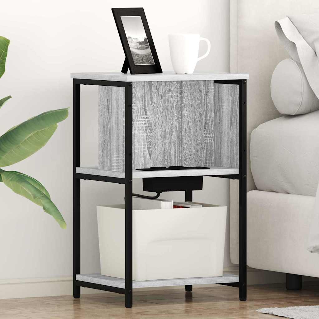 vidaXL Κομοδίνο Γκρίζο Σονομα 38 x 31 x 61 εκ Επεξεργασμένο Ξύλο