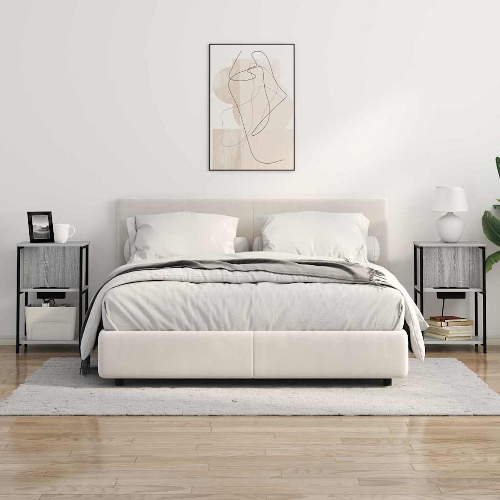 vidaXL Κομοδίνο Γκρίζο Σονομα 38 x 31 x 61 εκ Επεξεργασμένο Ξύλο