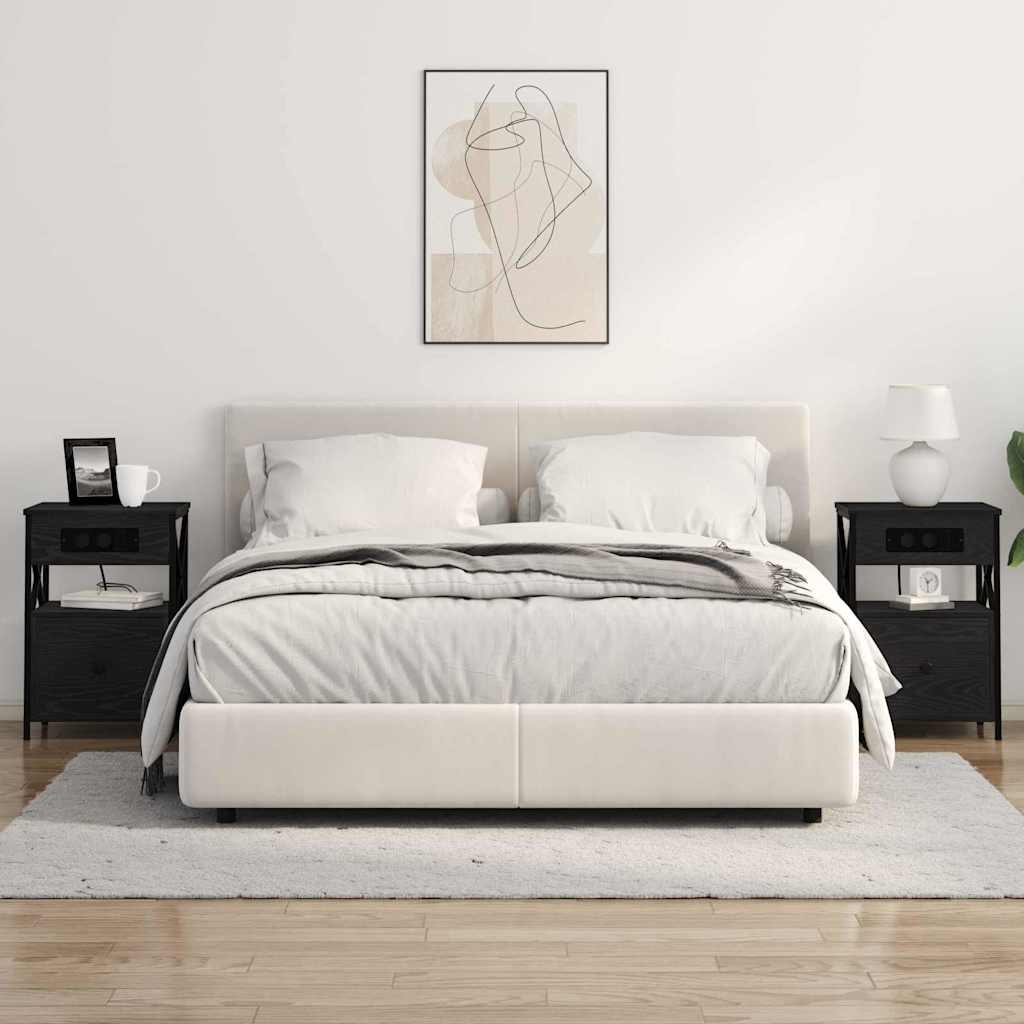 vidaXL Κομοδίνο Μαύρη Οξυά 40 x 31 x 60 εκ. Επεξεργασμένο Ξύλο