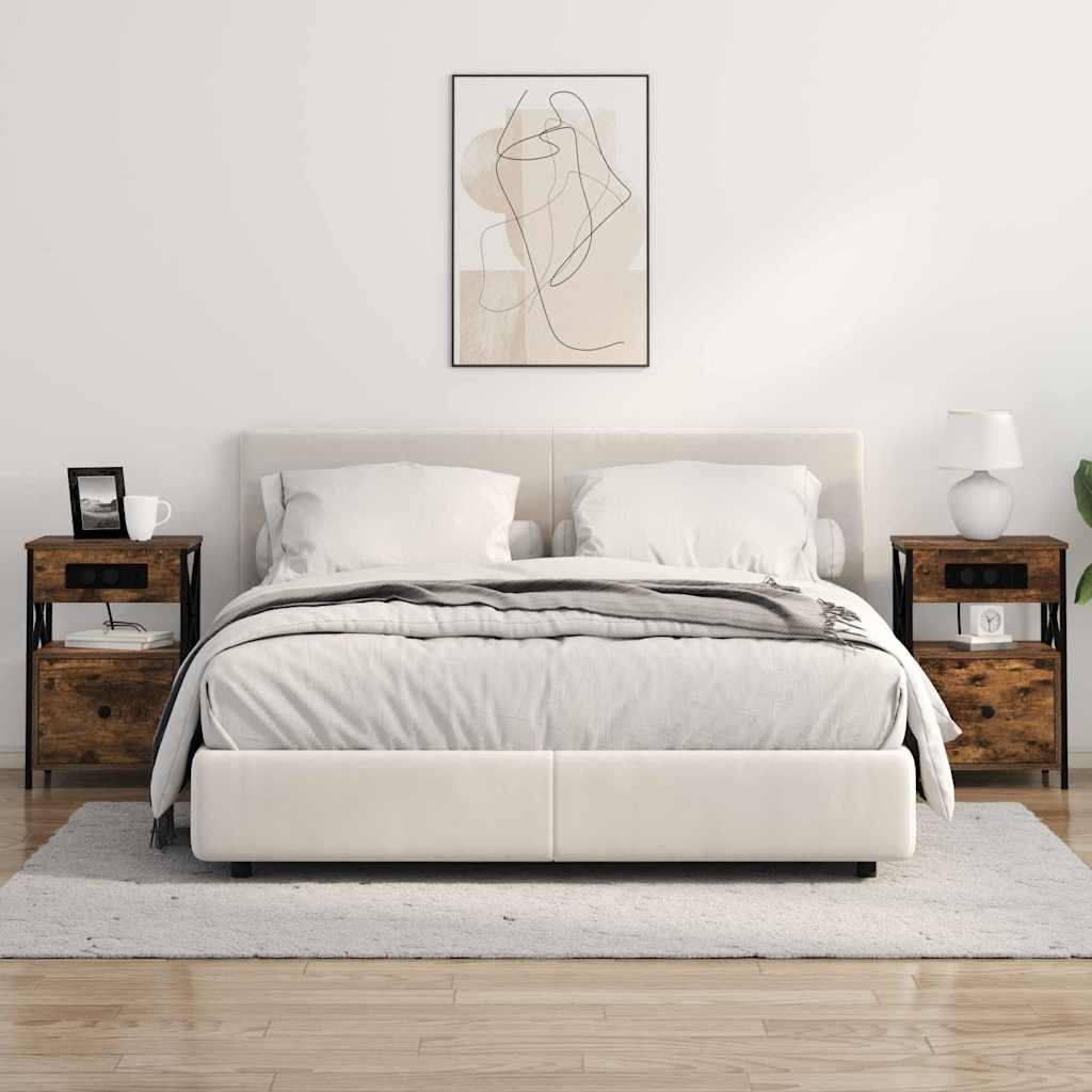 vidaXL Κομοδίνο 2 τμχ. Καπνιστό Δρύς 40 x 31 x 60 εκ.