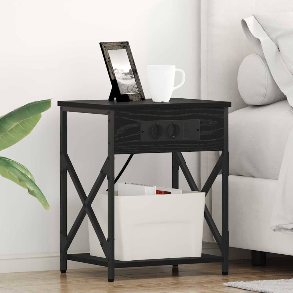 vidaXL Κομοδίνο Μαύρη Οξυά 41 x 31 x 51 εκ. Επεξεργασμένο Ξύλο