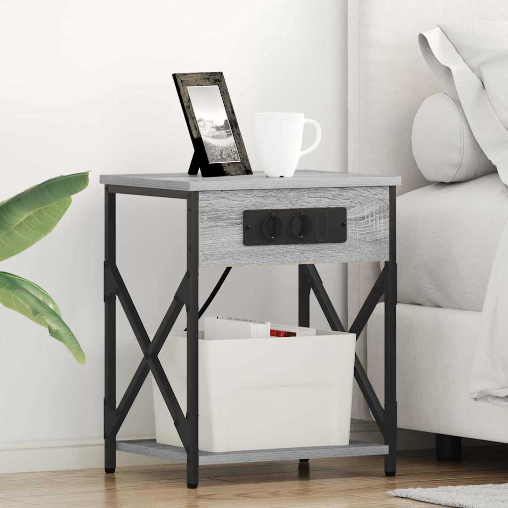 vidaXL Κομοδίνο Γκρίζο Σονομα 41 x 31 x 51 εκ. Επεξεργασμένο Ξύλο