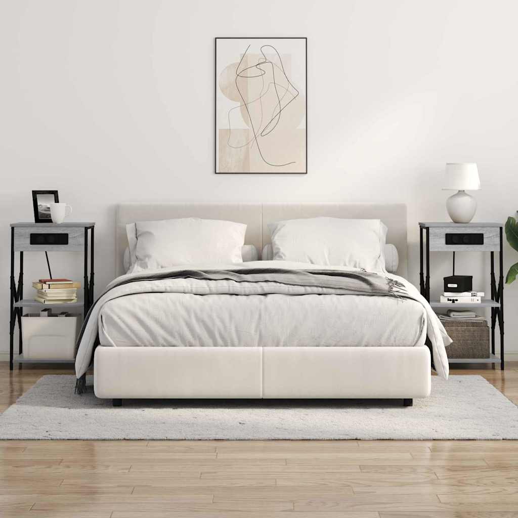 vidaXL Κομοδίνο Γκρίζο Σονομα 41 x 31 x 76 εκ. Επεξεργασμένο Ξύλο