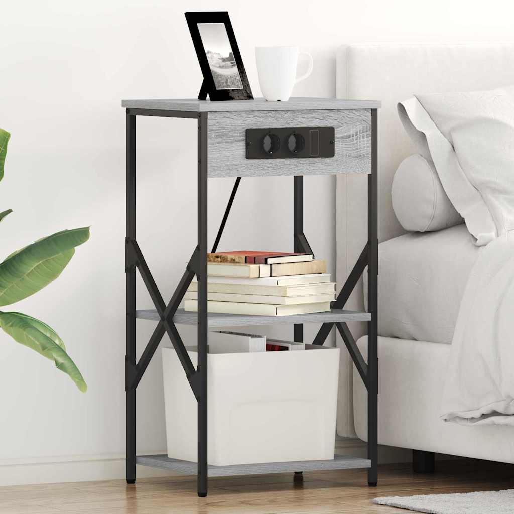vidaXL Κομοδίνο με ράφι 2 τμχ. Γκρίζο Σονομα 41 x 31 x 76 εκ.