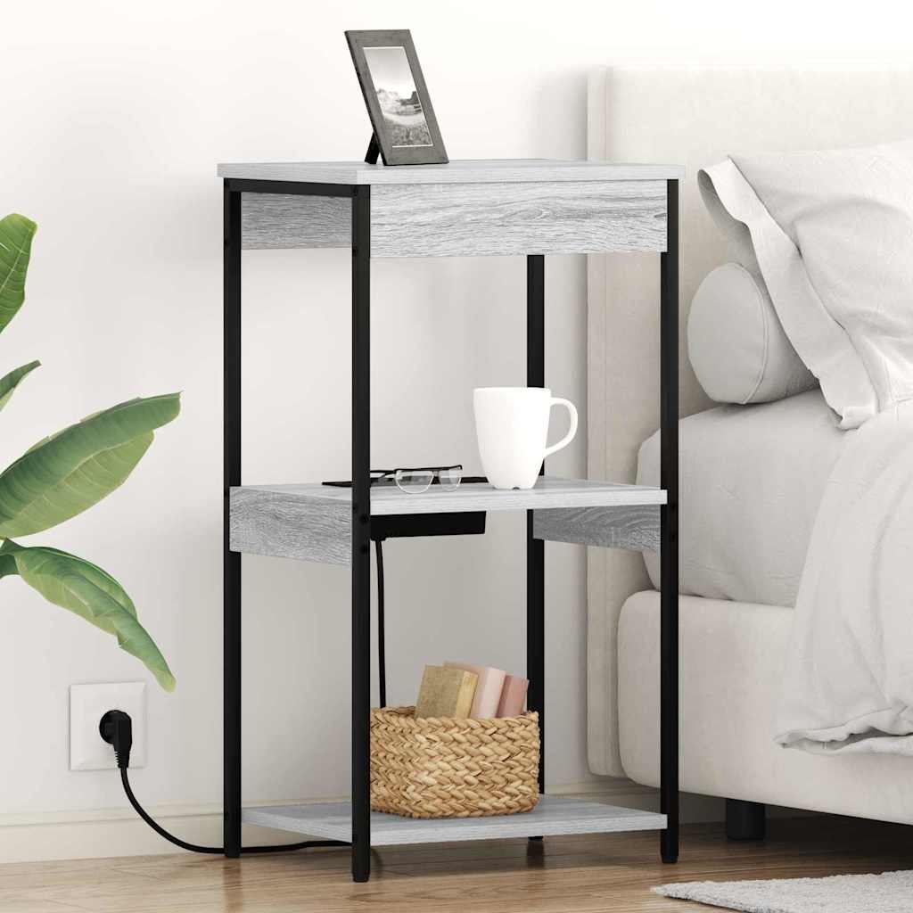 vidaXL Κομοδίνο Γκρίζο Σονομα 41 x 31 x 76 εκ. Επεξεργασμένο Ξύλο