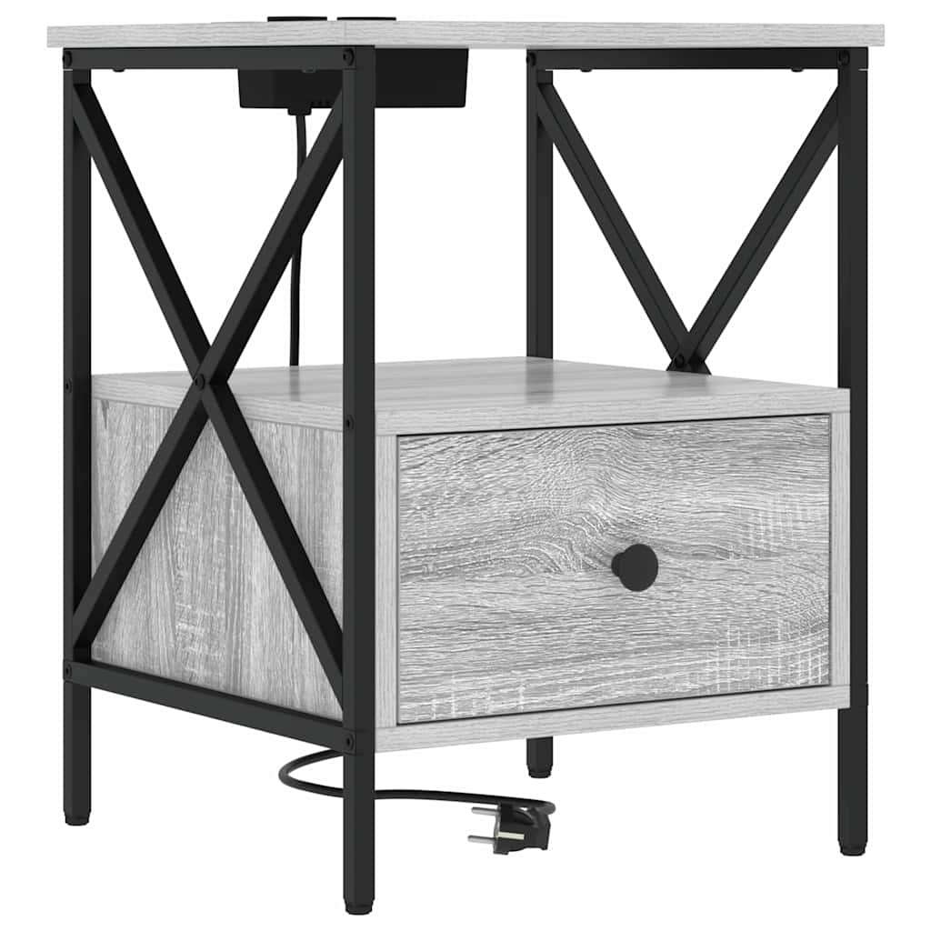 vidaXL Κομοδίνο Γκρίζο Σονομα 41,5 x 40,5 x 55 εκ. Επεξεργασμένο Ξύλο