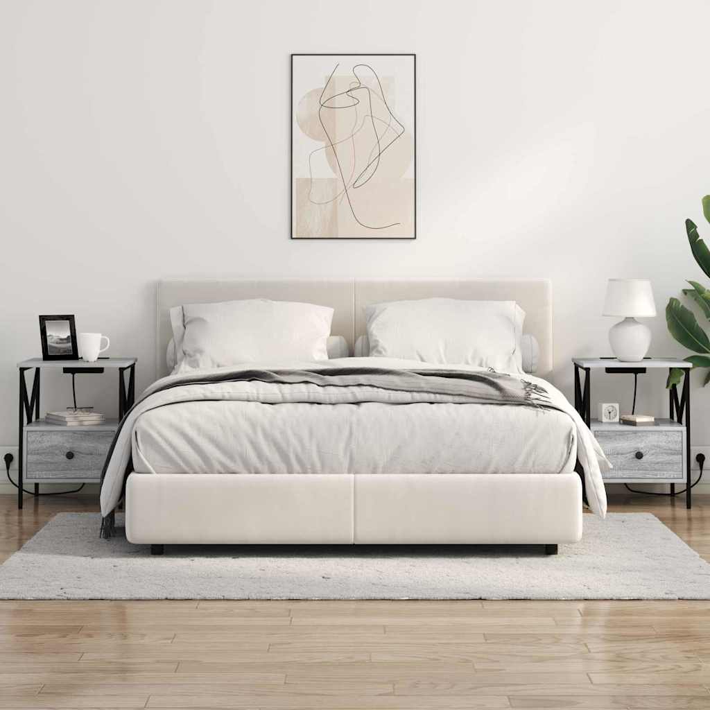 vidaXL Κομοδίνο 2 τεμ. Γκρίζο Σονομα 41,5 x 40,5 x 55 εκ.