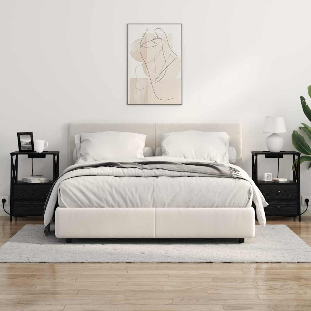 vidaXL Κομοδίνο Μαύρη Οξυά 40 x 31 x 60 εκ. Επεξεργασμένο Ξύλο