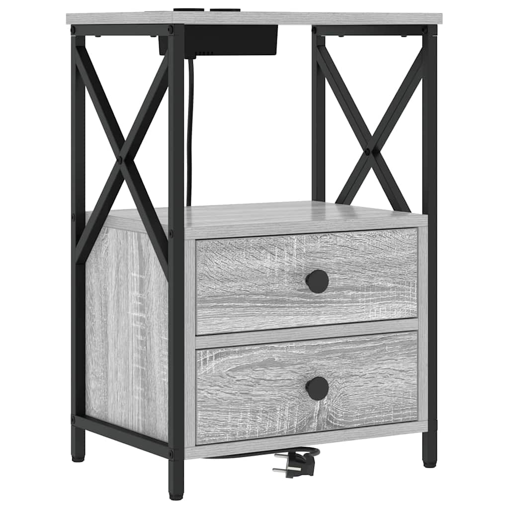 vidaXL Κομοδίνο Γκρίζο Σονομα 40 x 31 x 60 εκ. Επεξεργασμένο Ξύλο