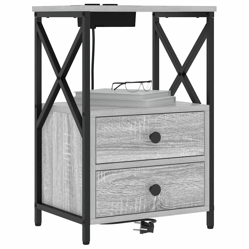 vidaXL Κομοδίνο Γκρίζο Σονομα 40 x 31 x 60 εκ. Επεξεργασμένο Ξύλο