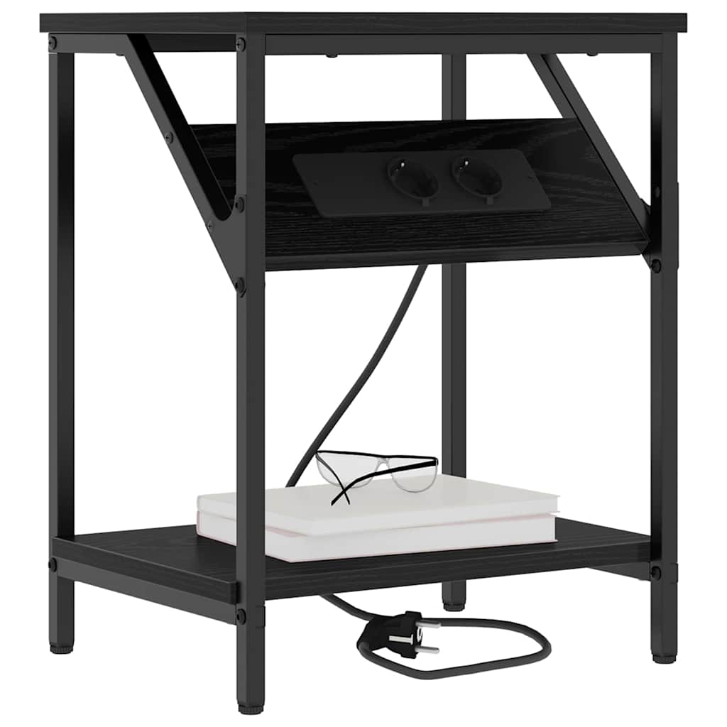 vidaXL Κομοδίνο 2 pcs Μαύρη Οξυά 38 x 30 x 48 εκ. Επεξεργασμένο ξύλο