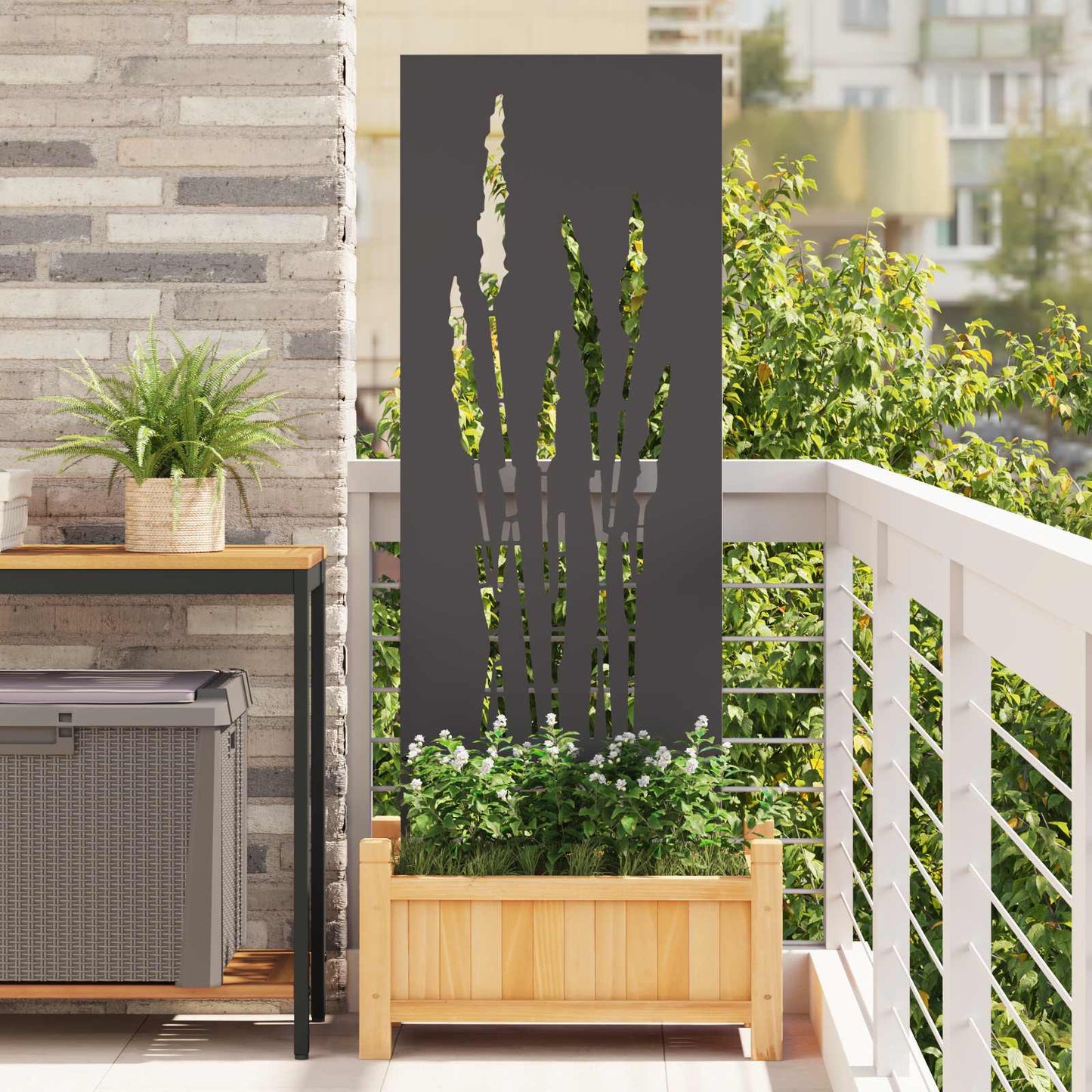 vidaXL Οθόνη Ιδιωτικότητας Κήπου Floral Μαύρο 50 x 140 εκ