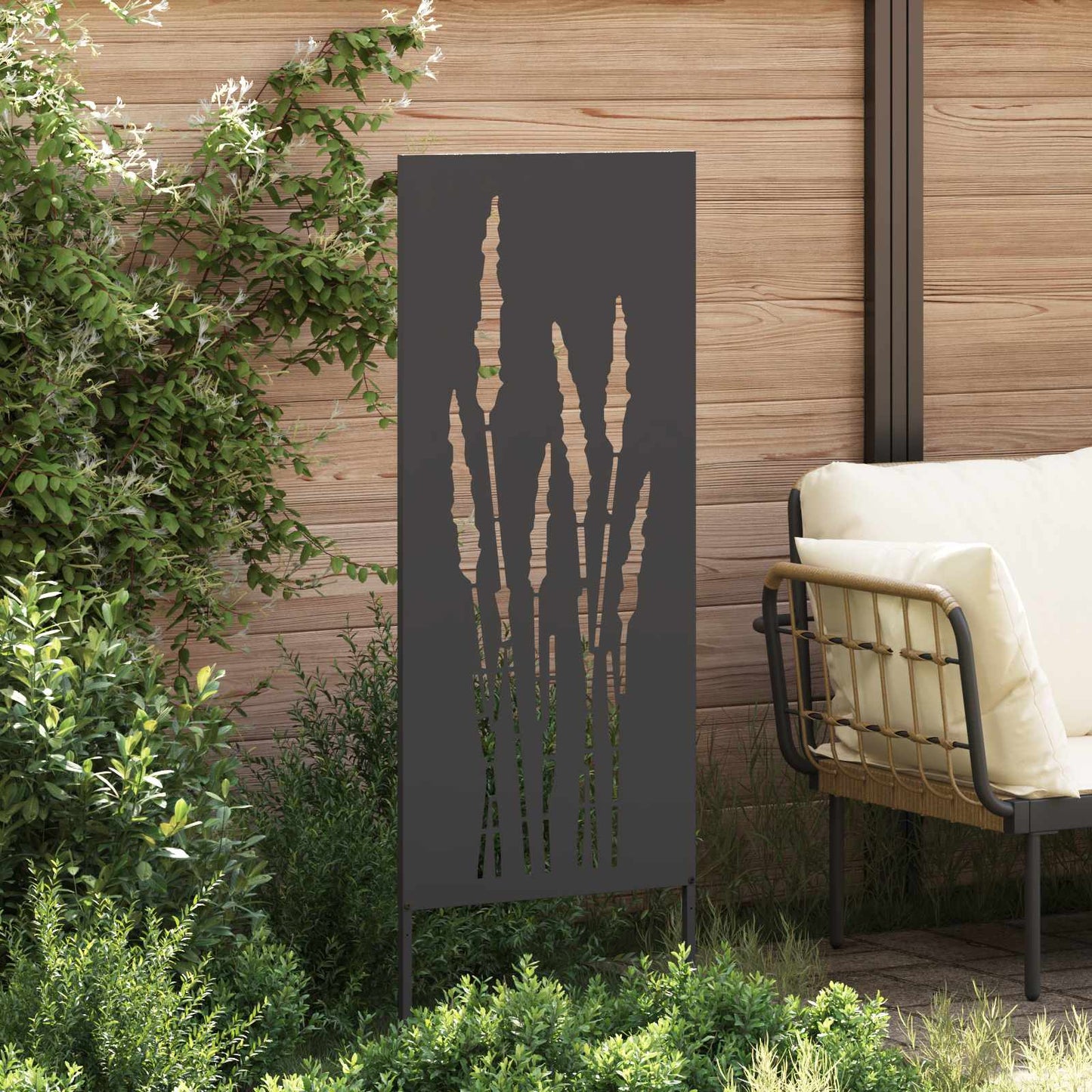 vidaXL Οθόνη Ιδιωτικότητας Κήπου Floral Μαύρο 50 x 140 εκ