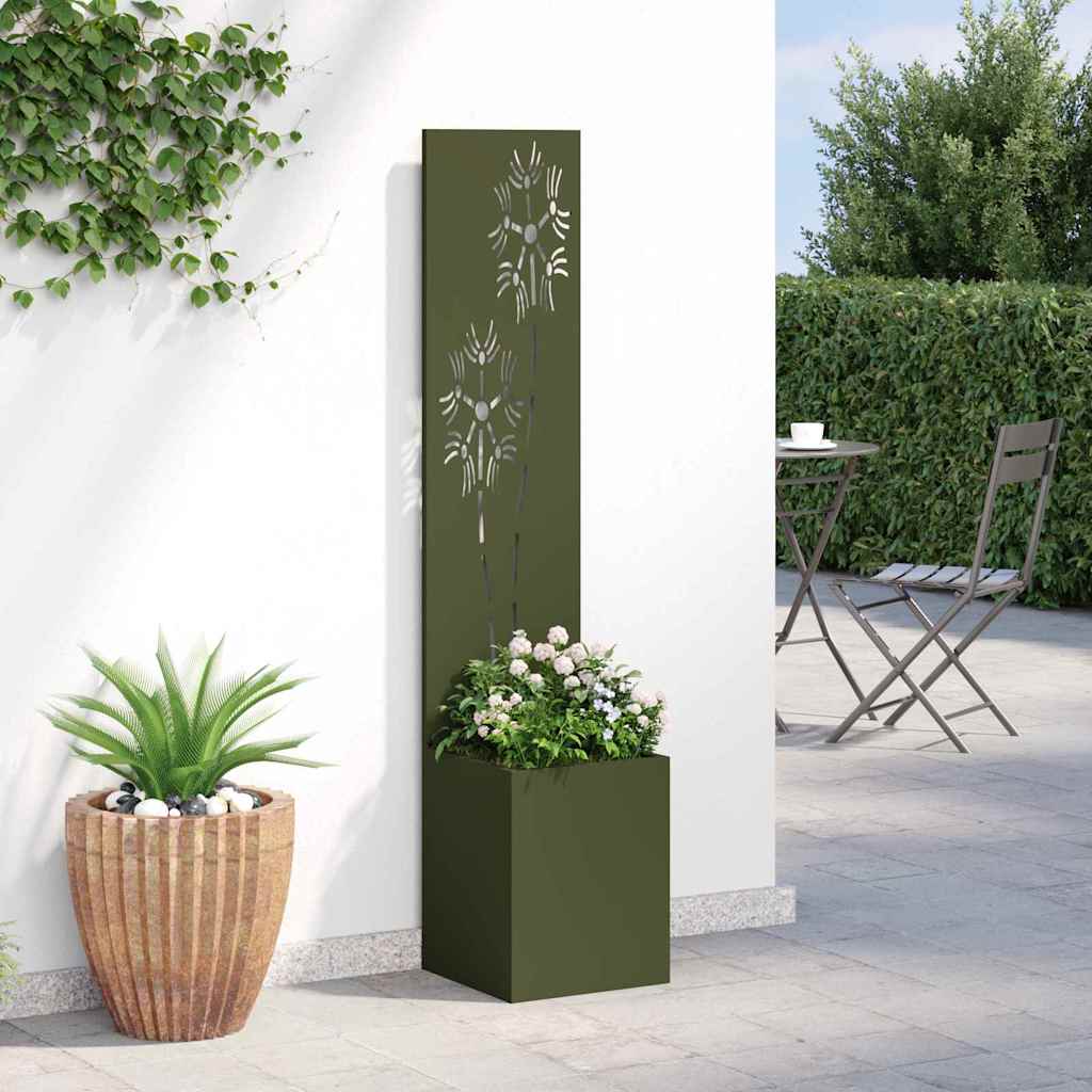 vidaXL Οθόνη Ιδιωτικότητας Κήπου Floral Λαδί 32 x 32 x 150 εκ