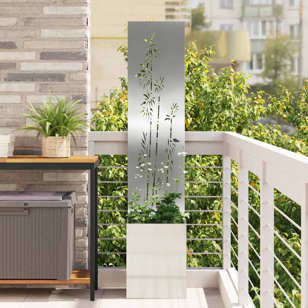 vidaXL Οθόνη Ιδιωτικότητας Κήπου Floral Ασημί 32 x 32 x 150 εκ