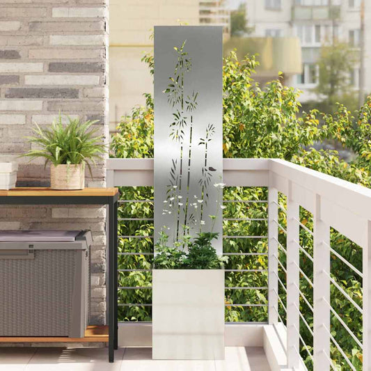 vidaXL Οθόνη Ιδιωτικότητας Κήπου Floral Ασημί 32 x 32 x 150 εκ