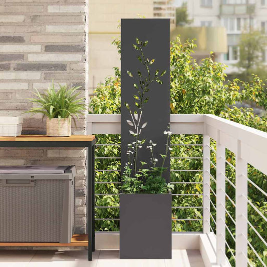 vidaXL Οθόνη Ιδιωτικότητας Κήπου Floral Μαύρο 32 x 140 εκ.