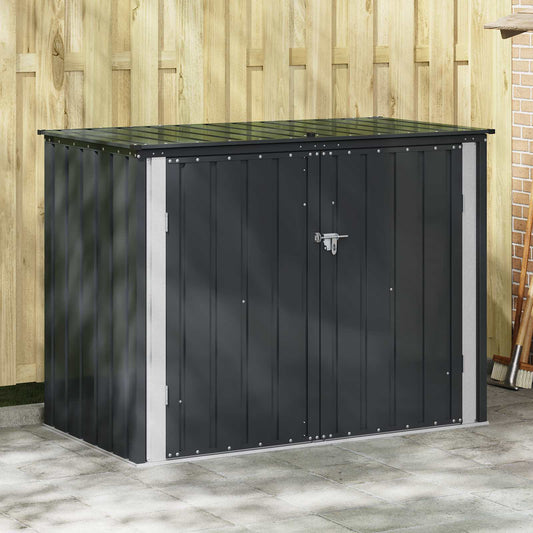 vidaXL Κουτί αποθήκευσης κήπου Μαύρο 151,5 x 82 x 110,5 εκ Ατσάλι