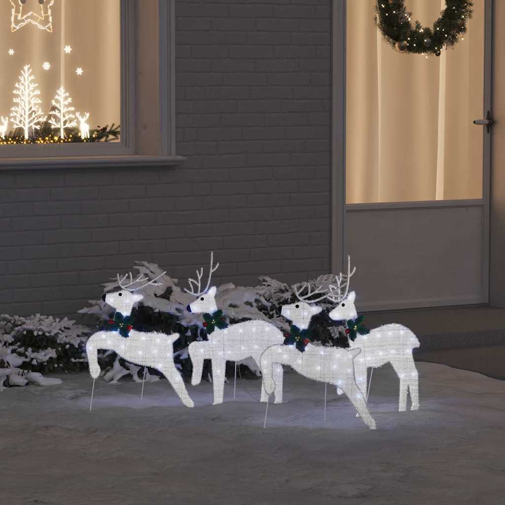 vidaXL LED Ρούντερ 4 pcs Ασημί ύφασμα