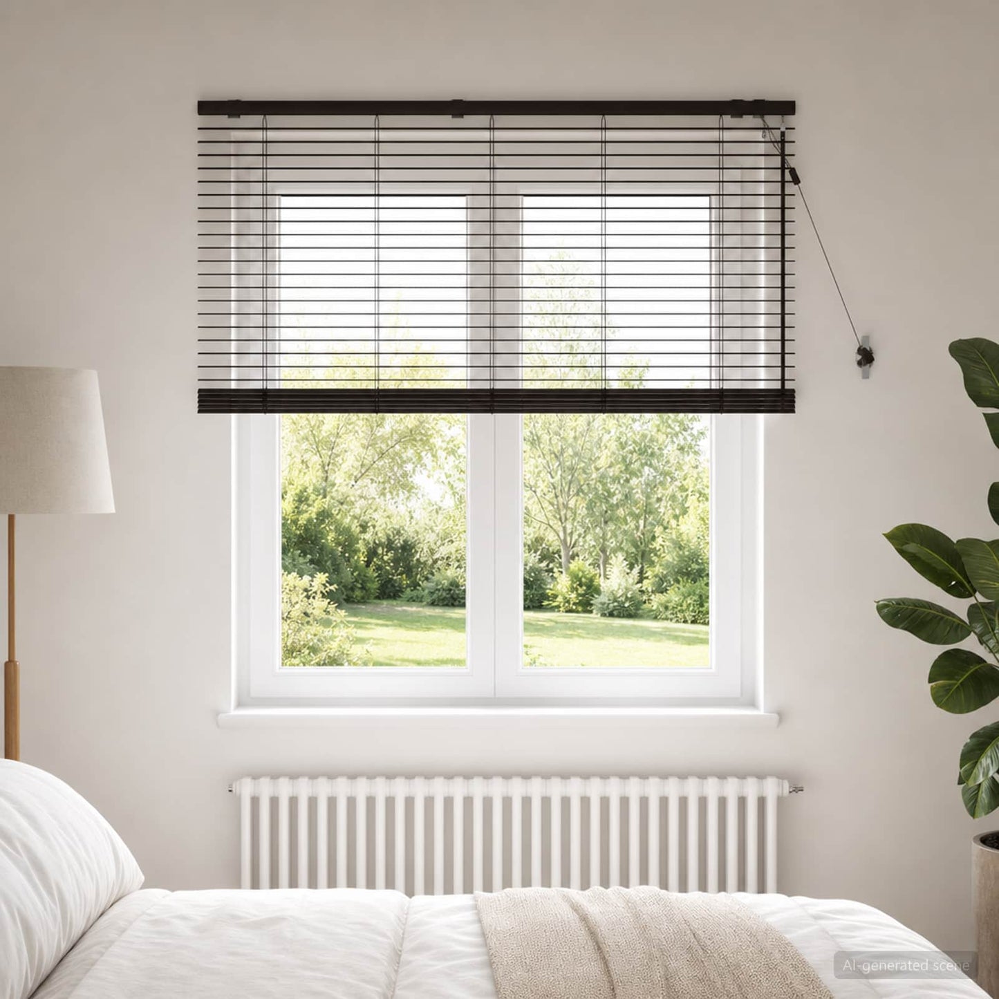 vidaXL Βενετσιάνικη Σκίαση Σκούρο Καφέ 135 x 160 εκ. 35 mm