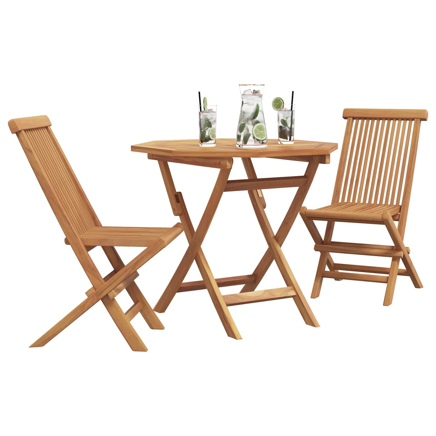 vidaXL Σέτ φαγητού για κήπο 3 pcs Καφέ Μασίφ ξύλο teak