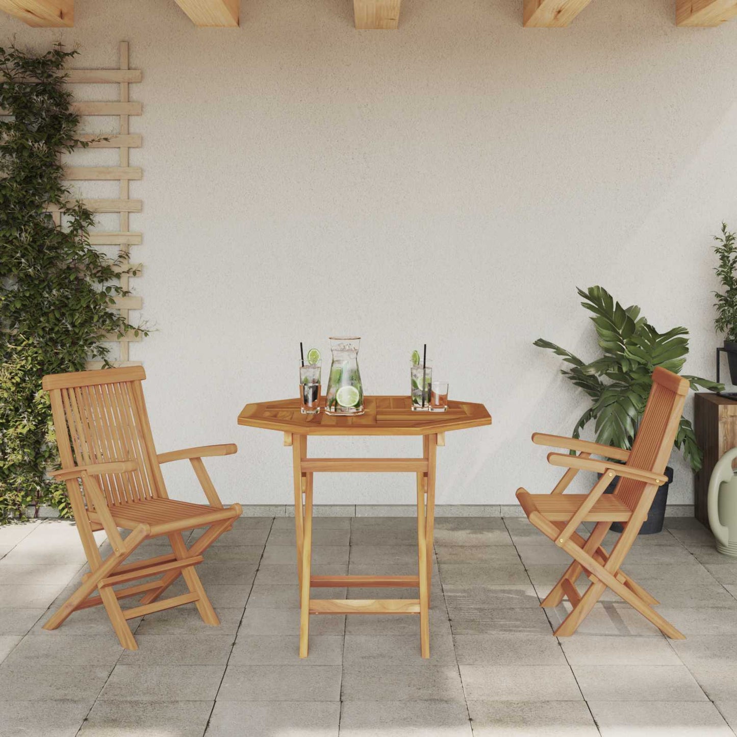 vidaXL Σέτ φαγητού για κήπο 3 pcs Καφέ Μασίφ ξύλο teak