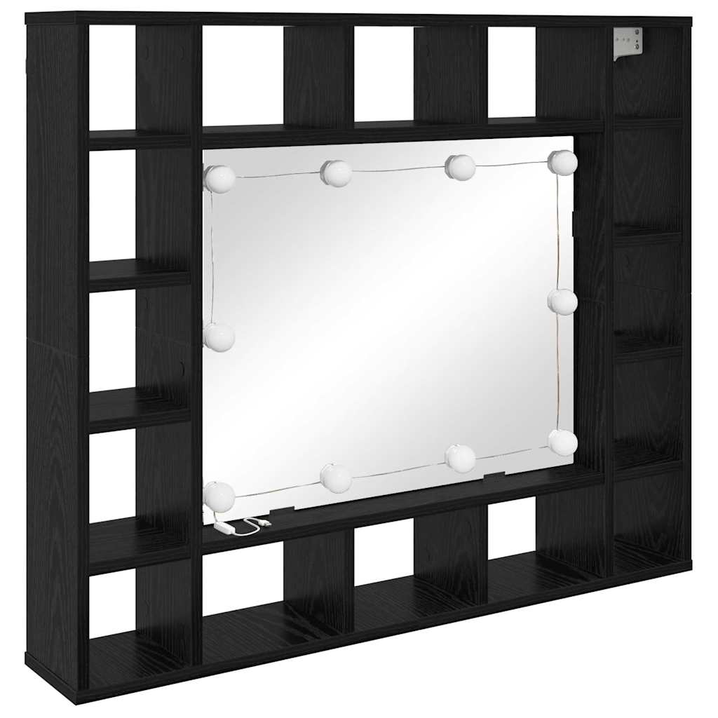 vidaXL Ντουλάπα Καθρέφτη με ράφι Μαύρη Οξυά 91 x 15 x 76,5 εκ.