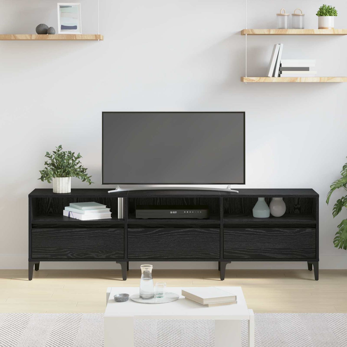 vidaXL Ντουλάπι TV με συρτάρι Μαύρη Οξυά 150 x 30 x 45 εκ