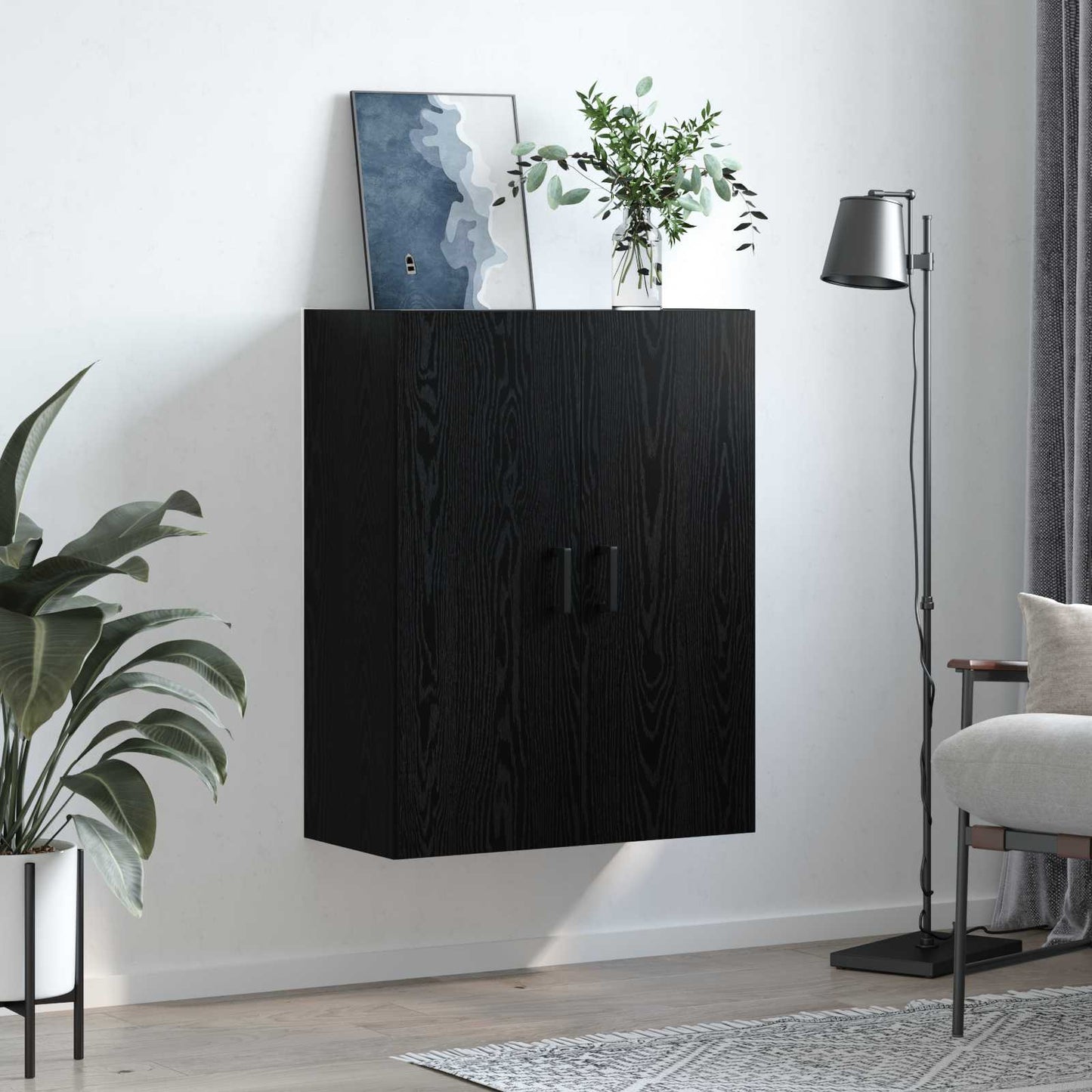 vidaXL Ντουλάπα Τοίχου Επιτοίχιο Μαύρη Οξυά 69,5 x 34 x 90 εκ.