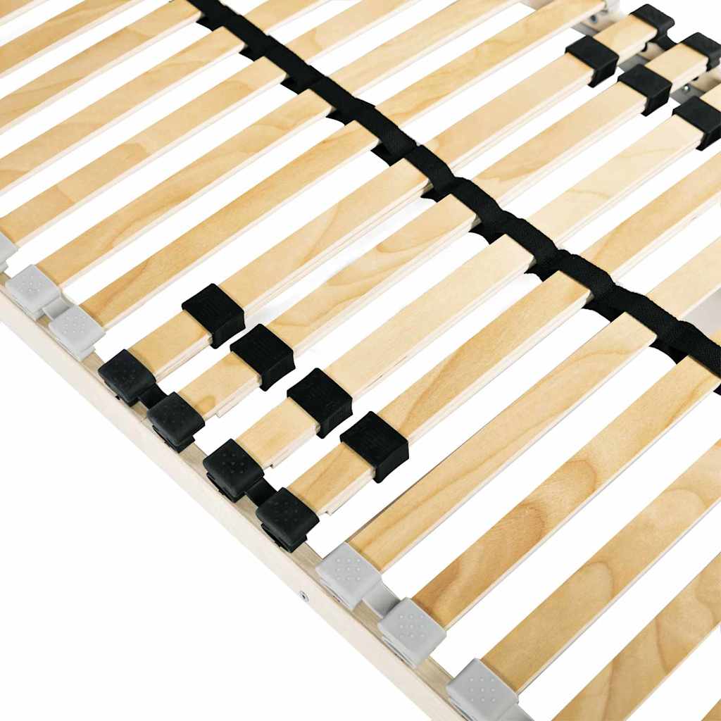 vidaXL Βάση κρεβατιού με λάμες Καφέ 140 x 190 cm Στερεό ξύλο οξιάς