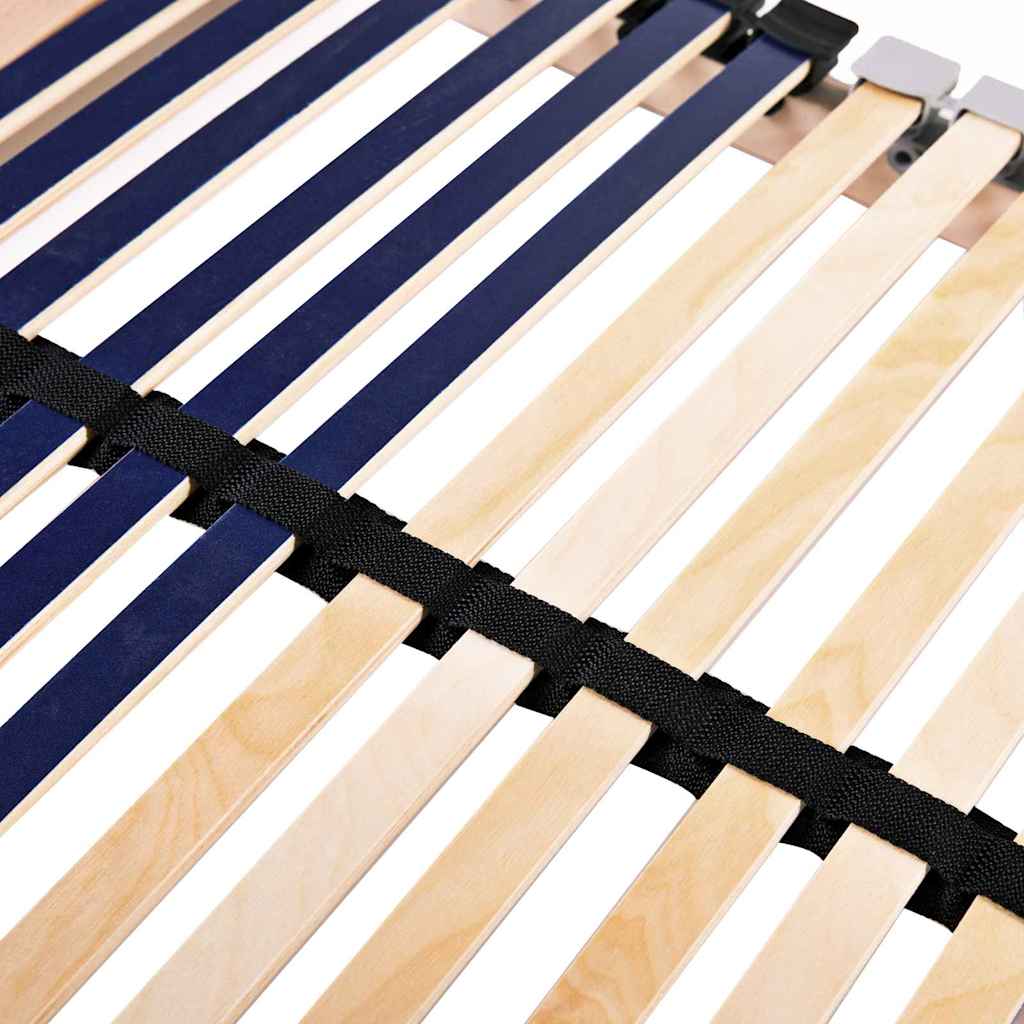 vidaXL Βάση κρεβατιού με λάμες Καφέ 140 x 190 cm Στερεό ξύλο οξιάς