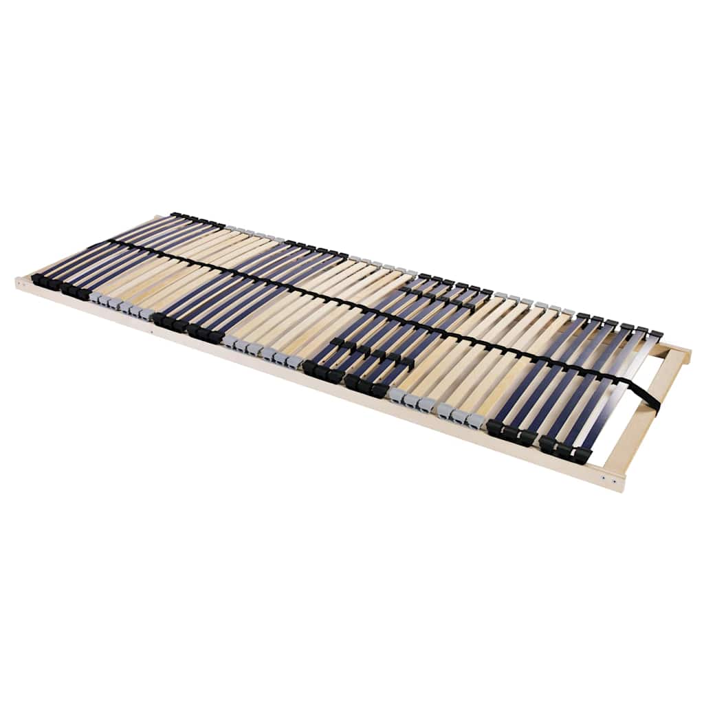 vidaXL Βάση κρεβατιού με λάμες Καφέ 140 x 190 cm Στερεό ξύλο οξιάς