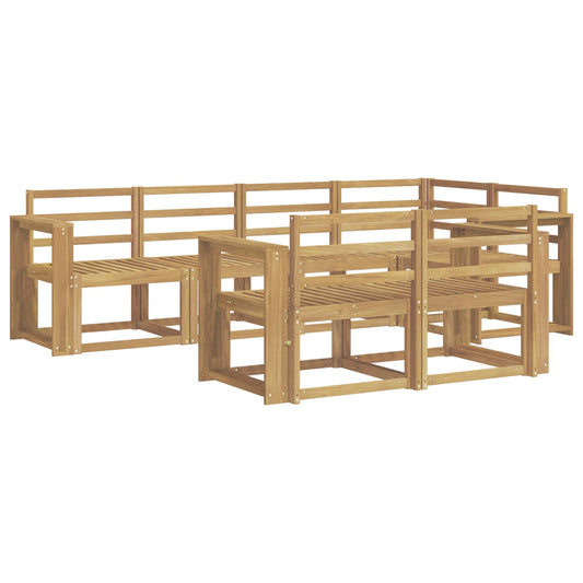 vidaXL Σειρά Καναπέ Εξωτερικού 7 τμχ. Λευκό Στερεό Ξύλο Ακακίας