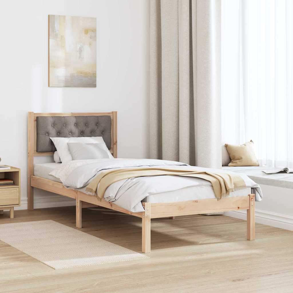 vidaXL Σκελετός Κρεβατιού Taupe 90 x 200 cm Στερεά ξυλεία πεύκου